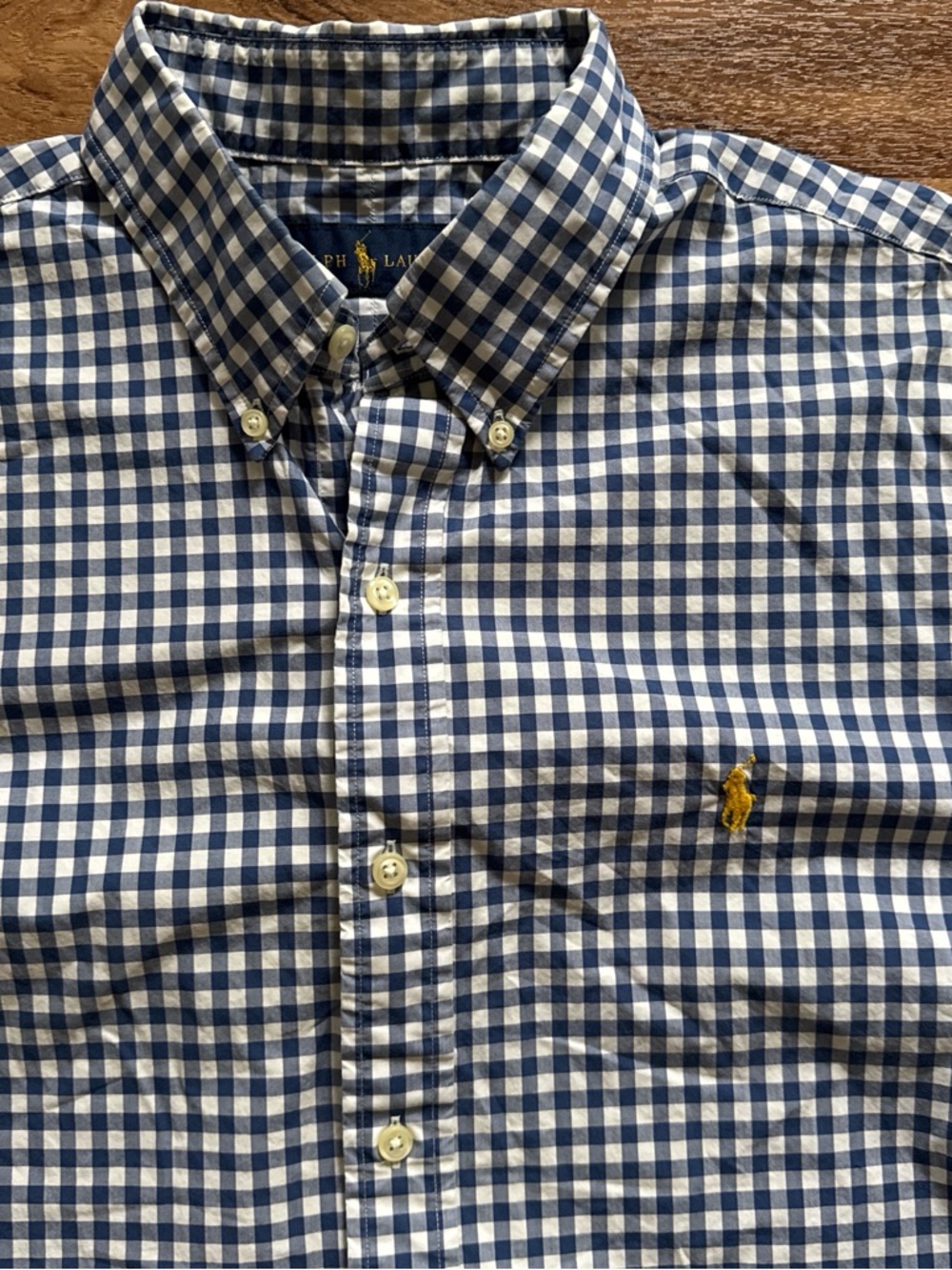 Ralph Lauren Navy and White Gingham Button-Down Shirt